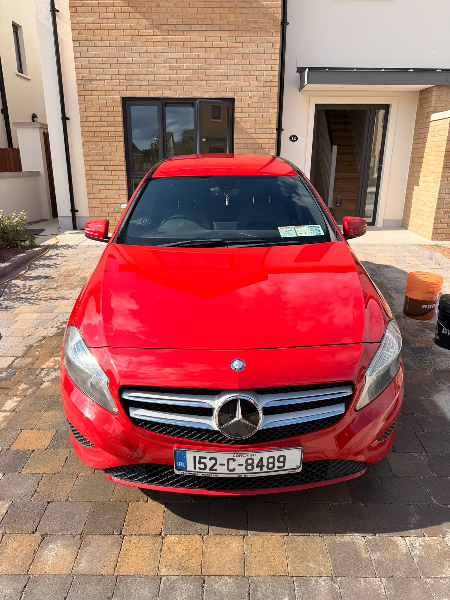 Freshly detailed red car